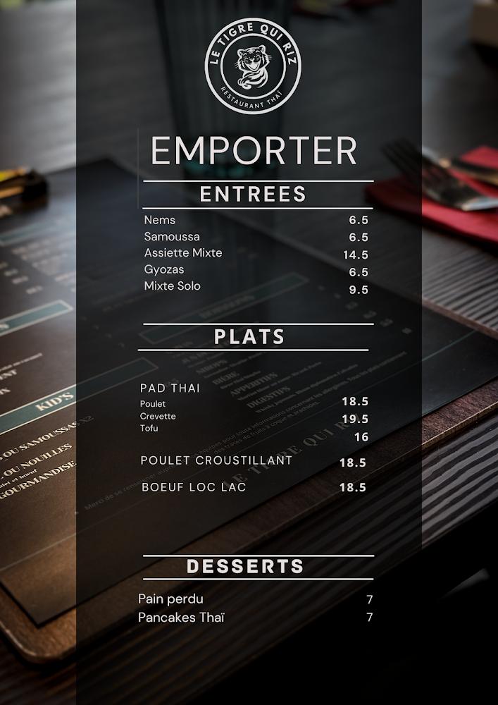 Le Tigre qui Riz - Menu Image 1